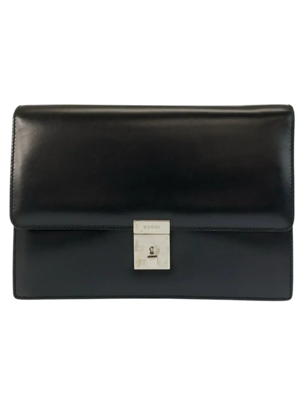 Gucci Black Silver Leather Clutch